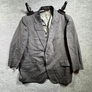 VTG Warren Sewell Blazer Jacket Mens 46 Gray Plaid Single Breasted Notch Lapel